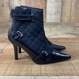 Colin Stuart Black Quilted Ankle Boots Pointed‎ Toe